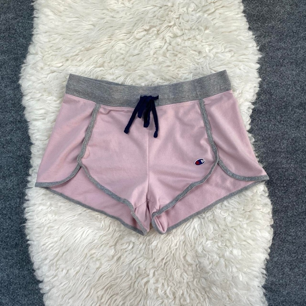 PINK GREY CHAMPION SHORTS DRAWSTRING Y2K ATHLETIC ACTIVEWEAR GYM WORKOUT